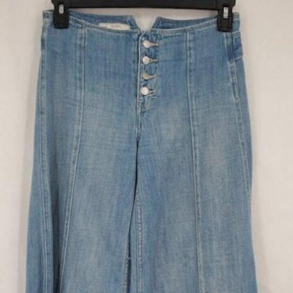 Free People Denim - Free People Womens Denim Button Fly Bell Bottom Jeans Blue 25